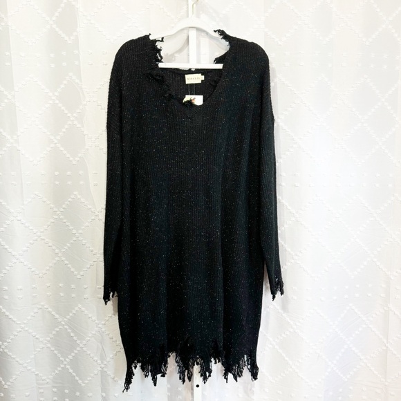 🥈 398. Ninexis NWT Black Speckled Distressed Sweater Dress – Size 3X - Picture 3 of 10